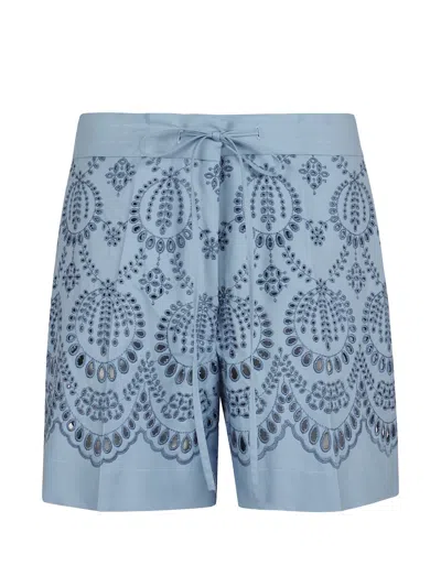 P.a.r.o.s.h Floral-embroidery Shorts In Blue