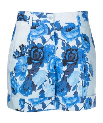 P.a.r.o.s.h Floral-print High-waisted Shorts In White