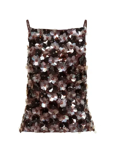 P.a.r.o.s.h Flower-appliqué Blouse In Brown