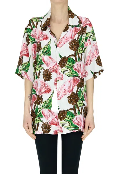 P.a.r.o.s.h Flower Print Crepè In White