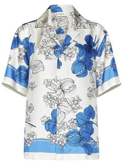 P.a.r.o.s.h Parosh Flower Print Silk Bowling Shirt In White