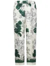 P.a.r.o.s.h Parosh Flower-print Silk Satin Trousers With Elasticated Waistband In Green