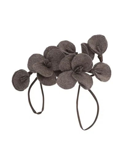 P.a.r.o.s.h Flower-shaped Wool Brooch In Gray