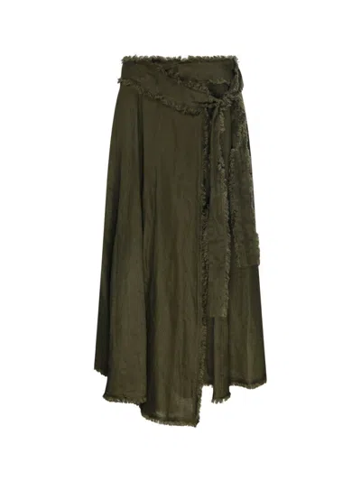 P.a.r.o.s.h Flowing Linen Skirt With Frayed Hem