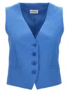 P.a.r.o.s.h . Tailored V-neck Blue Vest With Button Closure