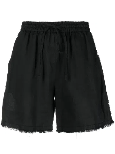 P.a.r.o.s.h Frayed Drawstring-waist Shorts In Black