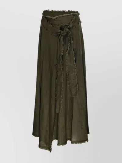 P.A.R.O.S.H FRAYED EDGE MIDI LENGTH TIE WRAP SKIRT