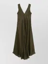 P.a.r.o.s.h Frayed Edges A-line Maxi Dress In Green