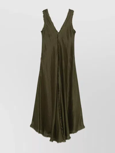 P.A.R.O.S.H FRAYED EDGES A-LINE MAXI DRESS
