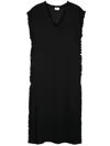 P.a.r.o.s.h Frayed Linen Midi Dress In Black