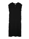 P.a.r.o.s.h Frayed Linen Midi Dress In Black