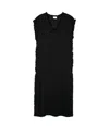 P.a.r.o.s.h Frayed Linen Midi Dress In Black