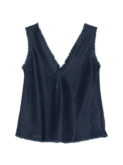 P.a.r.o.s.h Ausgefranste Bluse Mit V-ausschnitt In Blue