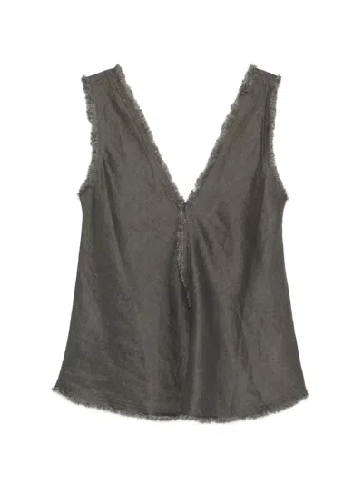 P.a.r.o.s.h Ausgefranste Bluse Mit V-ausschnitt In Gray