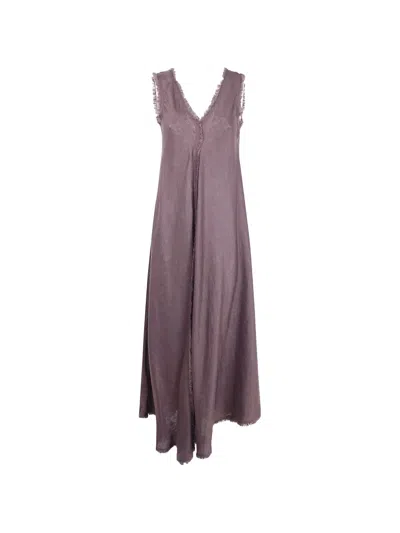 P.a.r.o.s.h Frayed V-neck Dress In Brown