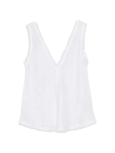 P.a.r.o.s.h Frayed V-neck Top In White