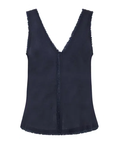 P.a.r.o.s.h Frayed V-neck Blouse In Black