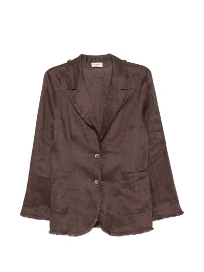 P.a.r.o.s.h Frayed-edge Logo-embroidered Jacket In Brown