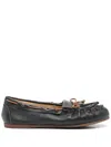 P.a.r.o.s.h Fringe-detail Leather Loafers In Blue