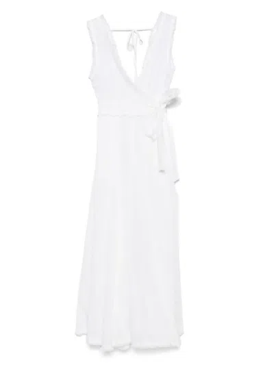 P.a.r.o.s.h Midikleid Mit Fransen In Weiss