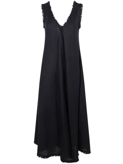 P.a.r.o.s.h Parosh Fringe Edge Maxi Dress In Black