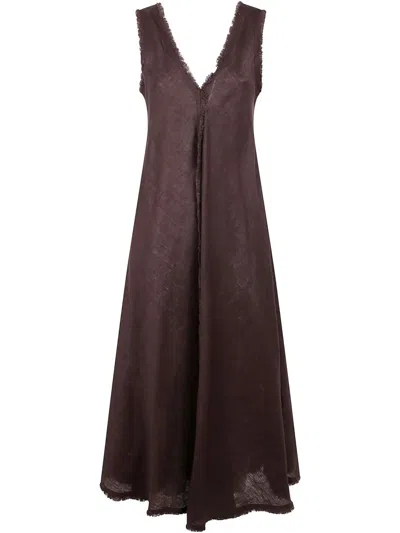 P.a.r.o.s.h Fringe-edge Maxi Dress In Brown