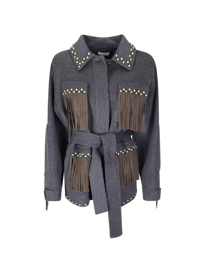 P.a.r.o.s.h Fringed Military Jacket In Multi