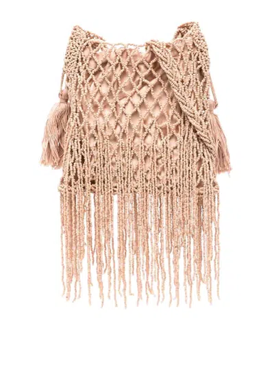 P.a.r.o.s.h Beaded Fringed Shoulder Bag In Pink