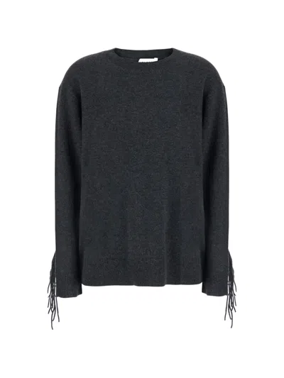 P.a.r.o.s.h Fringe-detail Cashmere Sweater In Gray