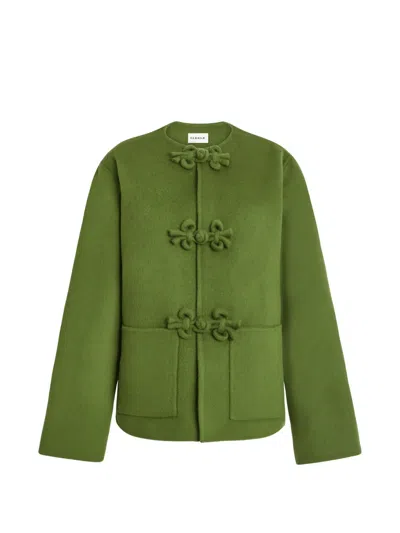 P.a.r.o.s.h Frogging-detail Collarless Oversized Jacket In Green