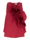 P.a.r.o.s.h Fuchsia Blouse With Ruffles On The Front In Tech Fabric Women In Purple