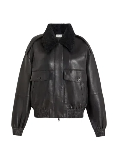 P.a.r.o.s.h Fur-collar Leather Jacket In Black