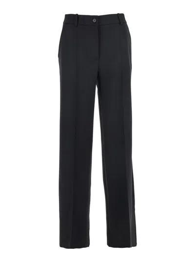 P.A.R.O.S.H BLACK PANTS WITH BELT LOOPS IN WOOL BLEND WOMAN