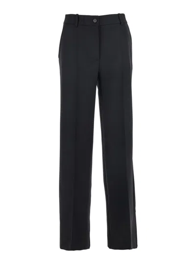 P.A.R.O.S.H BLACK PANTS WITH BELT LOOPS IN WOOL BLEND WOMAN