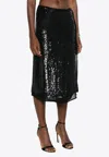 P.a.r.o.s.h Gabriel Sequined Midi Wrap Skirt In Black