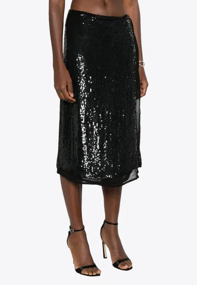 P.A.R.O.S.H GABRIEL SEQUINED MIDI WRAP SKIRT