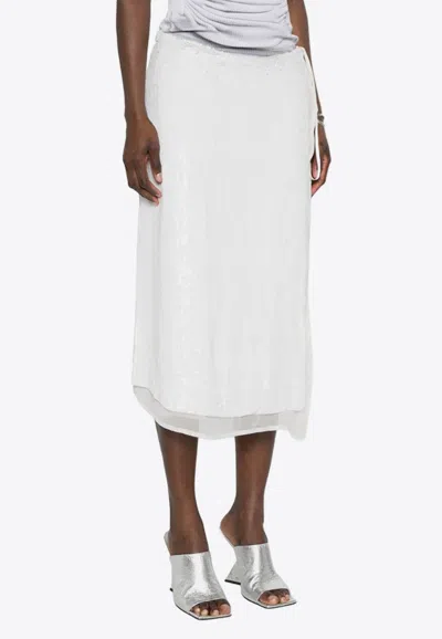 P.a.r.o.s.h Gabriel Sequined Wrap Skirt In White
