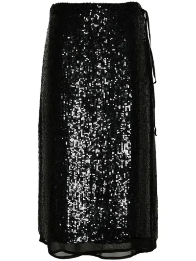 P.a.r.o.s.h . Gabriel Sequinned Wrap Skirt In Black