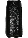 P.a.r.o.s.h Gabriel Sequined Midi Wrap Skirt In Black