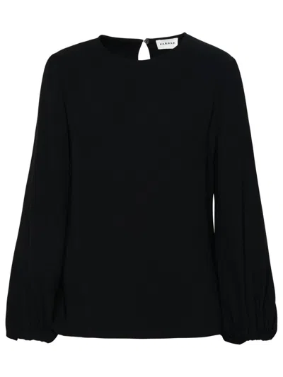 P.a.r.o.s.h Gathered Cuff Blouse With Round Neckline In Black