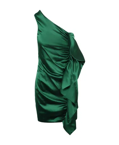 P.a.r.o.s.h Gathered-detail One-shoulder Minidress In Green