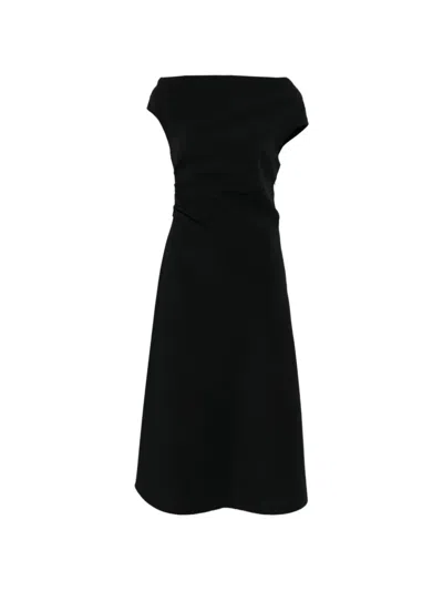 P.a.r.o.s.h Gathered Midi Dress In Black