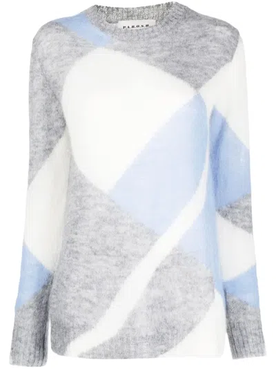 P.a.r.o.s.h Geometric-pattern Crew-neck Jumper In Blue