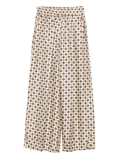 P.a.r.o.s.h Geometric-print Silk Trousers In Multi
