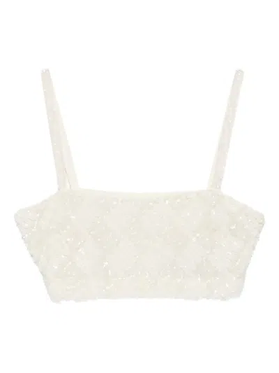 P.a.r.o.s.h Geometric Sequin Embellished Top In White