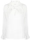 P.a.r.o.s.h Ruffled Neck-tie Blouse In Blanco