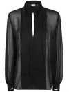 P.a.r.o.s.h Blusa In Georgette Con Fiocco In Black
