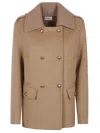 P.a.r.o.s.h Parosh Pure Wool Jacket With Gold Button Closure And Ribbed Knit Collar In Neutral