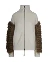 P.a.r.o.s.h Giacca Con Pelliccia Sulle Maniche Panna In White