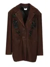 P.a.r.o.s.h Oversized Jacket With Embroidery In Brown